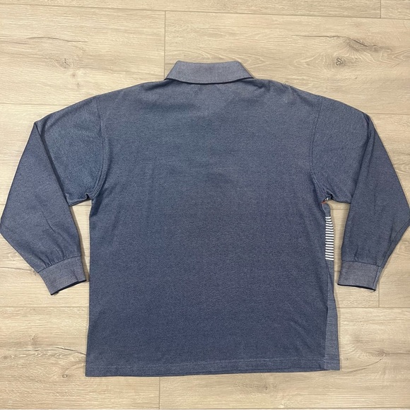 Vintage Polo Ralph Lauren Rugby Shirt Large Gray Orange Striped Preppy Rare - Picture 7 of 7